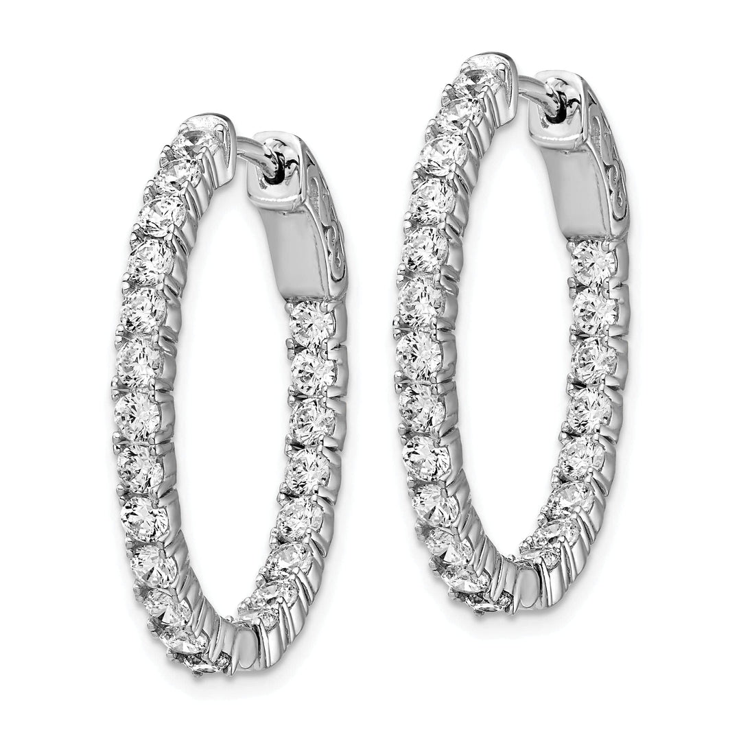 Sterling Shimmer Earrings Sterling Silver CZ Oval Hoop Earrings