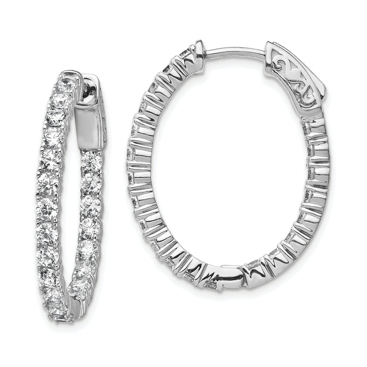 Sterling Shimmer Earrings Sterling Silver CZ Oval Hoop Earrings