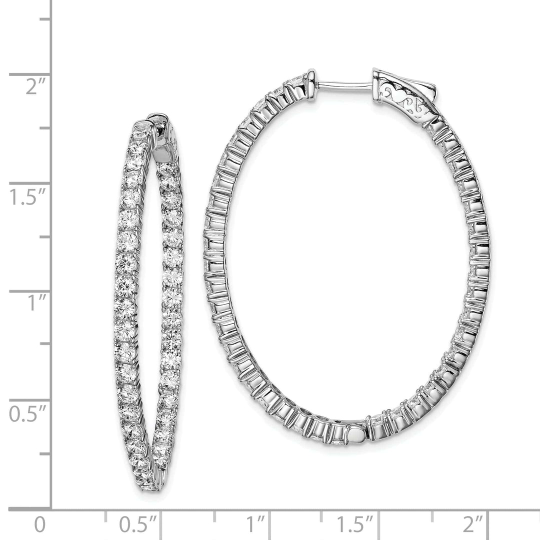 Sterling Shimmer Earrings Sterling Silver CZ Oval Hoop Earrings