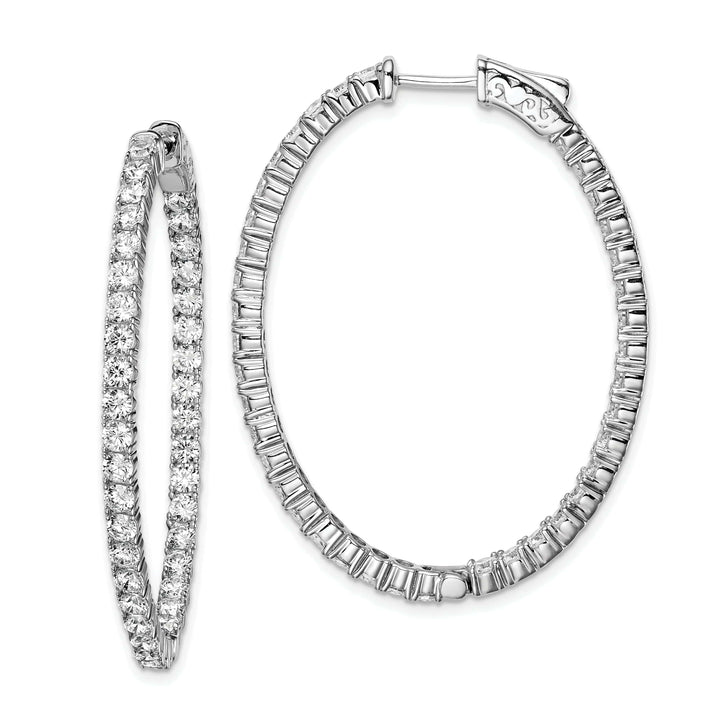 Sterling Shimmer Earrings Sterling Silver CZ Oval Hoop Earrings