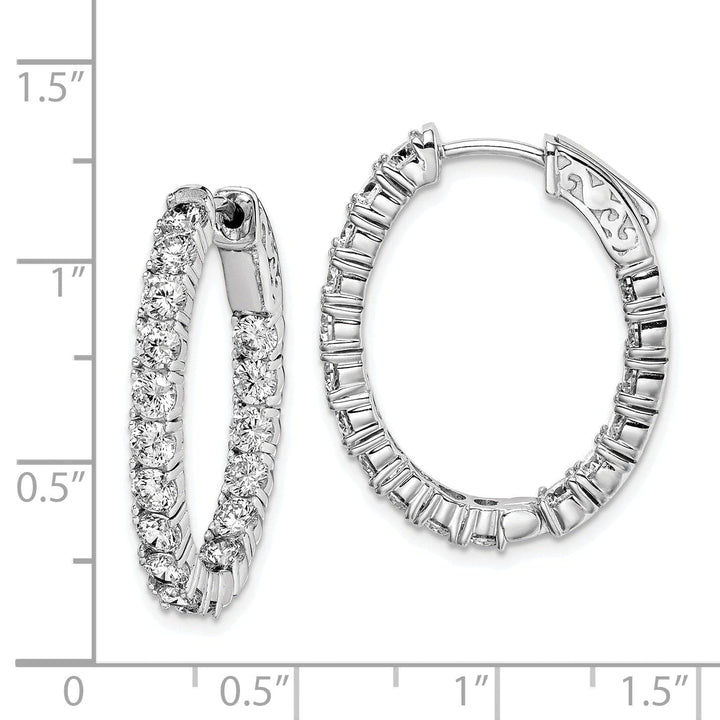 Sterling Shimmer Earrings Sterling Silver CZ Oval Hoop Earrings