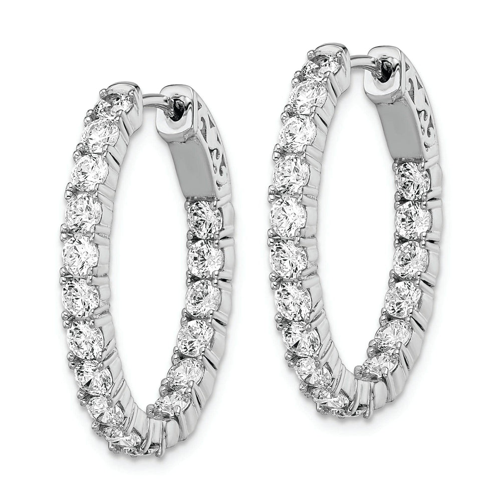 Sterling Shimmer Earrings Sterling Silver CZ Oval Hoop Earrings