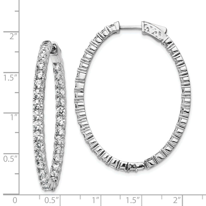 Sterling Shimmer Earrings Sterling Silver CZ Oval Hoop Earrings