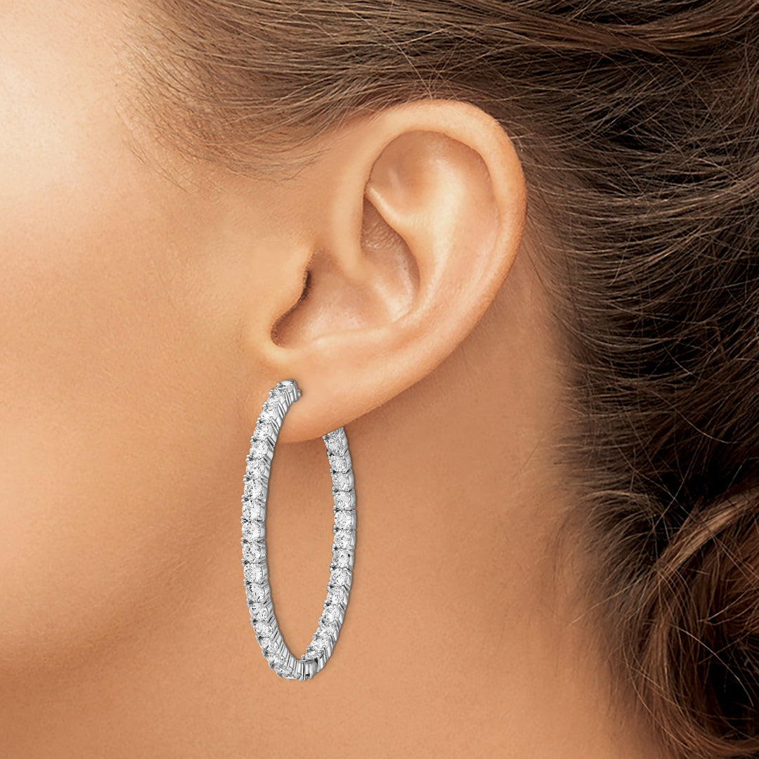 Sterling Shimmer Earrings Sterling Silver CZ Oval Hoop Earrings