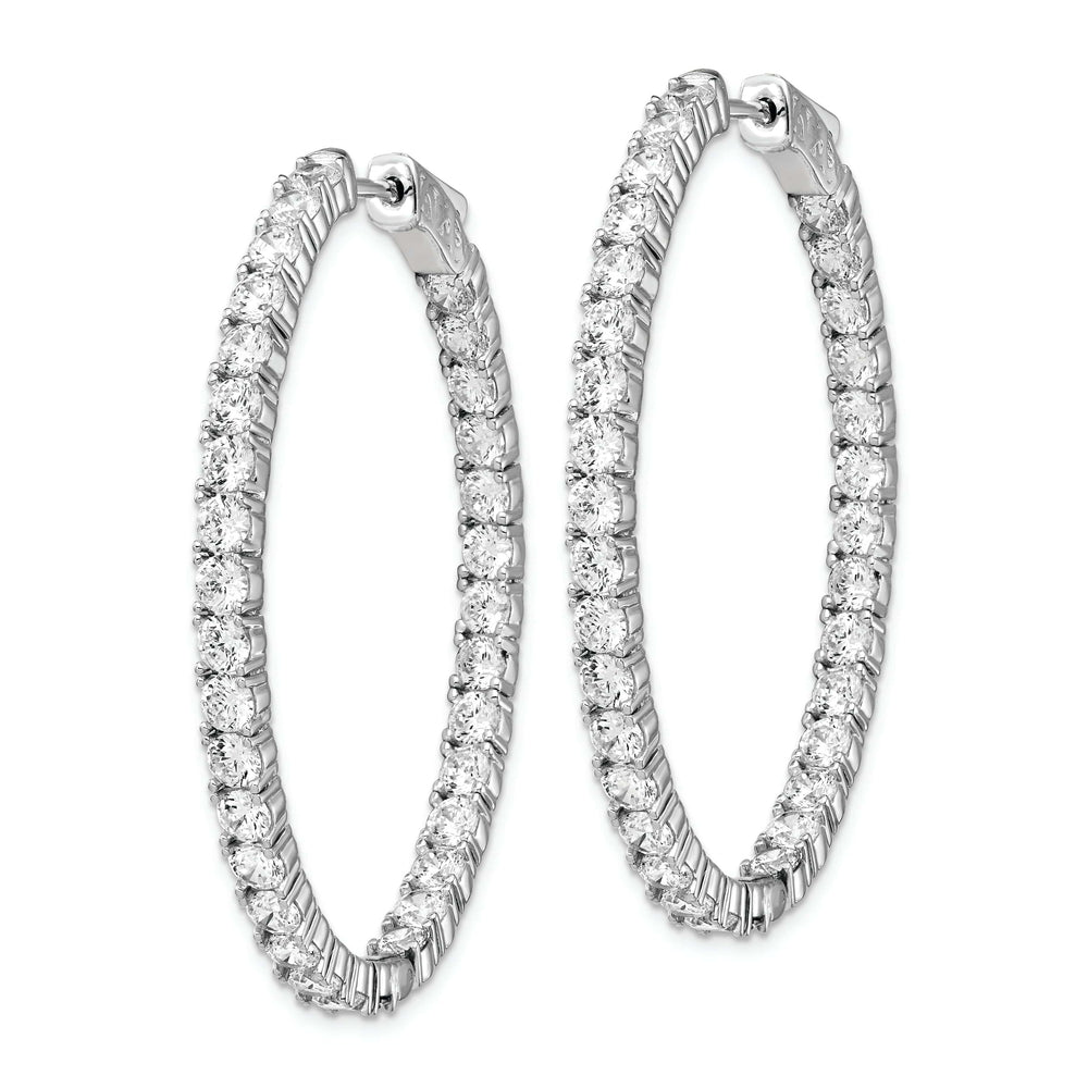 Sterling Shimmer Earrings Sterling Silver CZ Oval Hoop Earrings