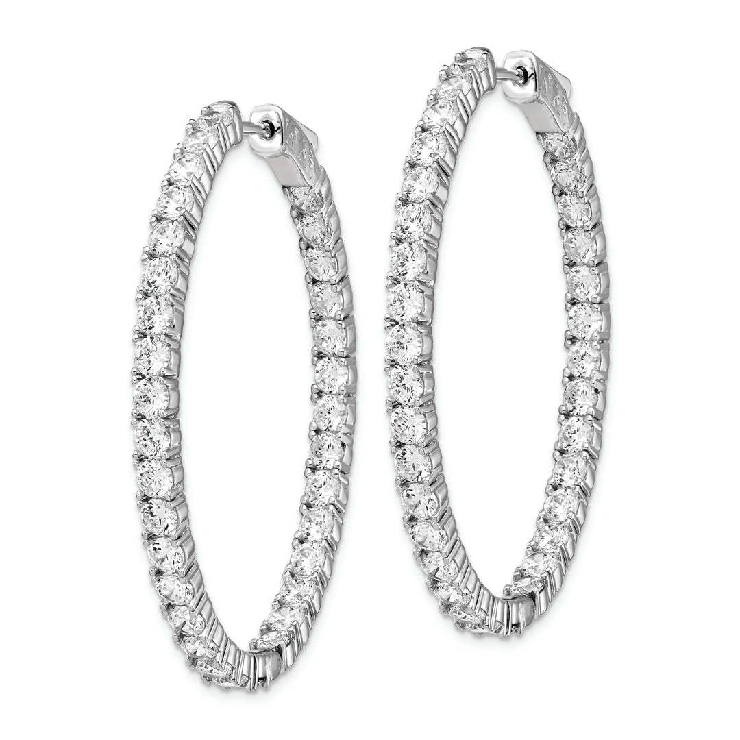 Sterling Shimmer Earrings Sterling Silver CZ Oval Hoop Earrings