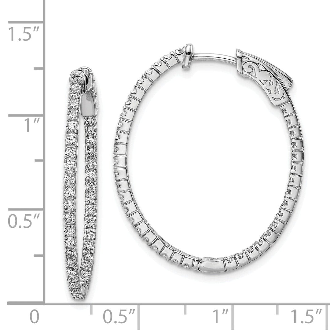 Sterling Shimmer Earrings Sterling Silver CZ Oval Hoop Earrings