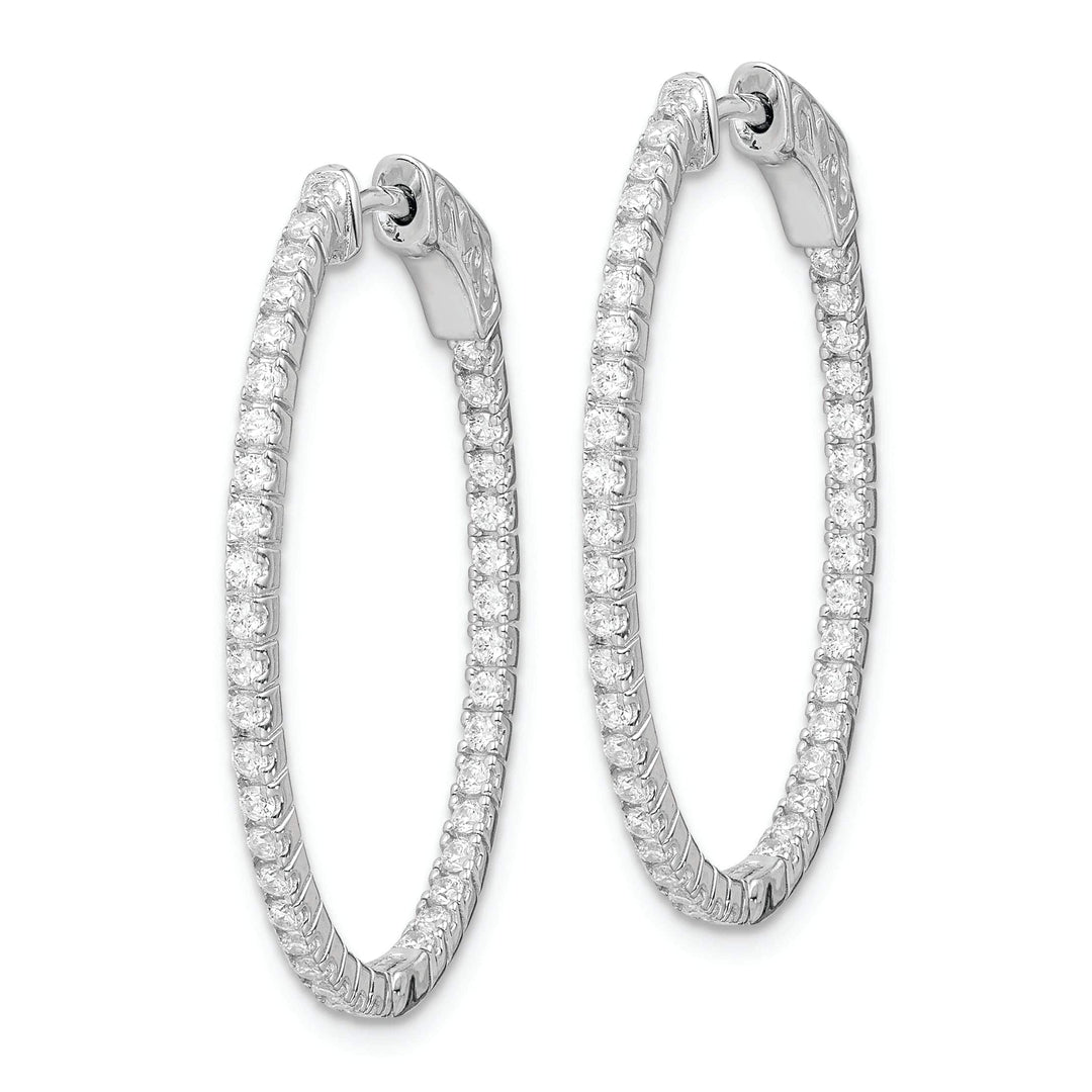 Sterling Shimmer Earrings Sterling Silver CZ Oval Hoop Earrings