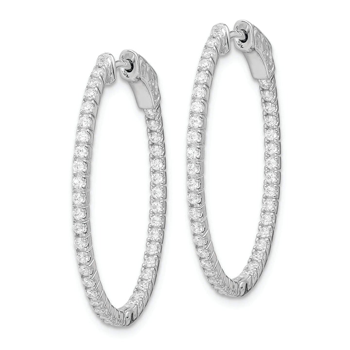 Sterling Shimmer Earrings Sterling Silver CZ Oval Hoop Earrings