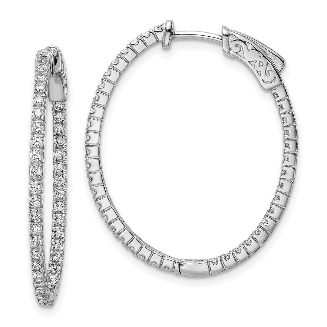 Sterling Shimmer Earrings Sterling Silver CZ Oval Hoop Earrings