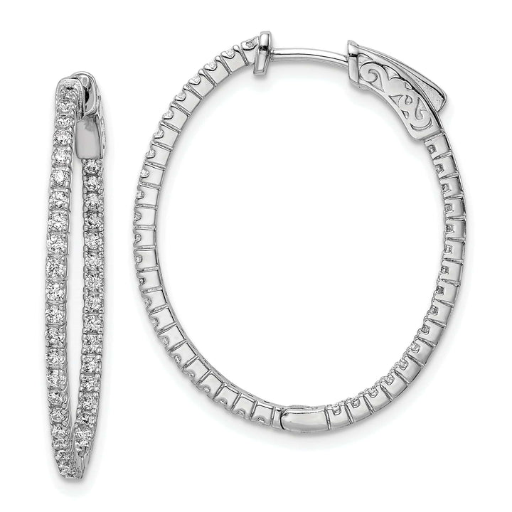 Sterling Shimmer Earrings Sterling Silver CZ Oval Hoop Earrings