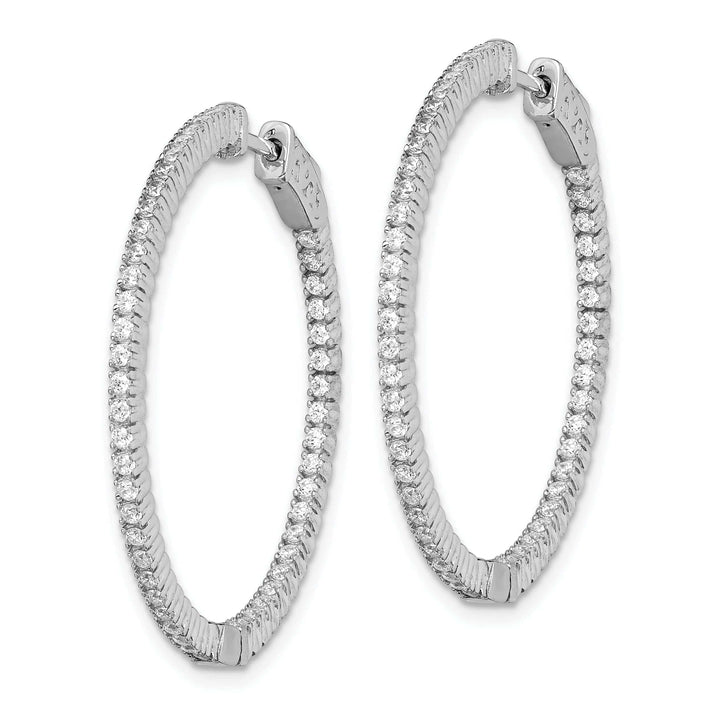 Sterling Shimmer Earrings Sterling Silver CZ Round Hoop Earrings