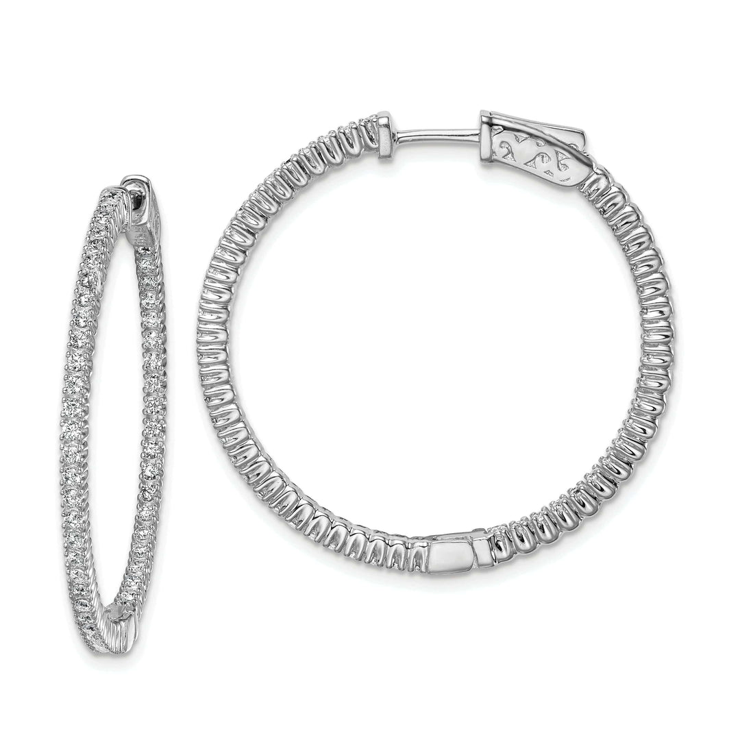 Sterling Shimmer Earrings Sterling Silver CZ Round Hoop Earrings