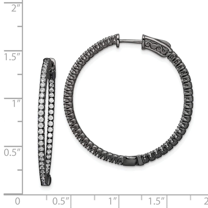 Sterling Shimmer Earrings Sterling Silver CZ Round Hoop Earrings