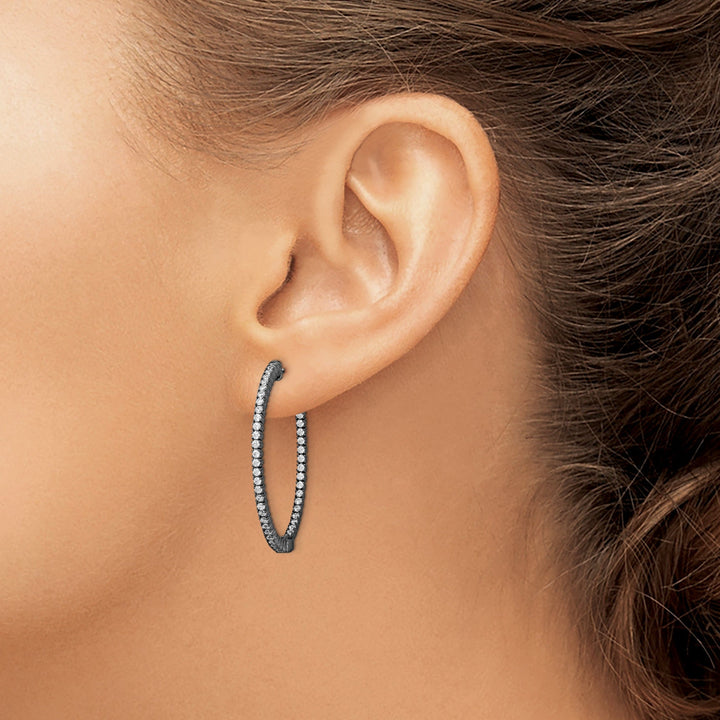 Sterling Shimmer Earrings Sterling Silver CZ Round Hoop Earrings