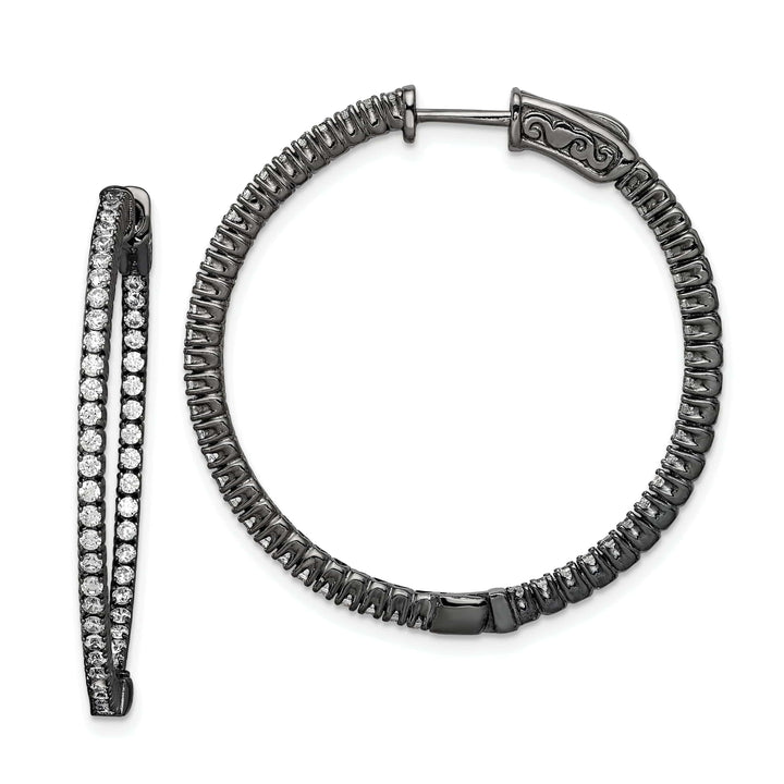 Sterling Shimmer Earrings Sterling Silver CZ Round Hoop Earrings