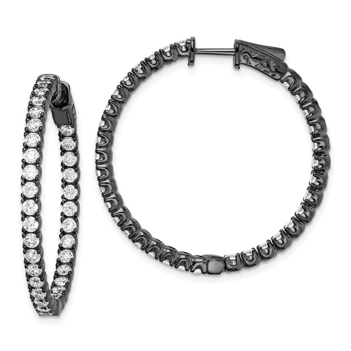 Sterling Shimmer Earrings Sterling Silver CZ Round Hoop Earrings