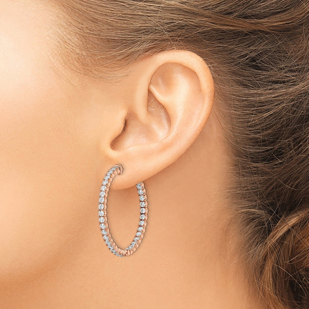 Sterling Shimmer Earrings Sterling Silver CZ Round Hoop Earrings