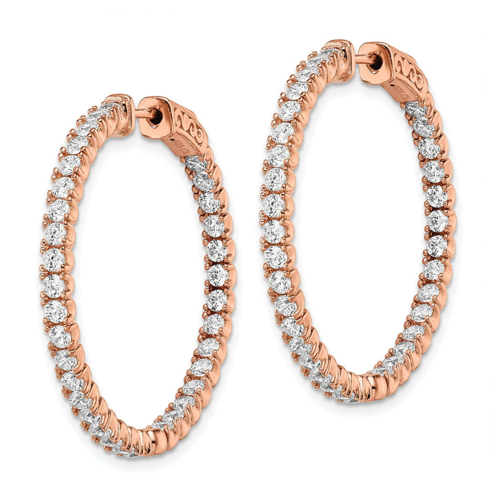 Sterling Shimmer Earrings Sterling Silver CZ Round Hoop Earrings