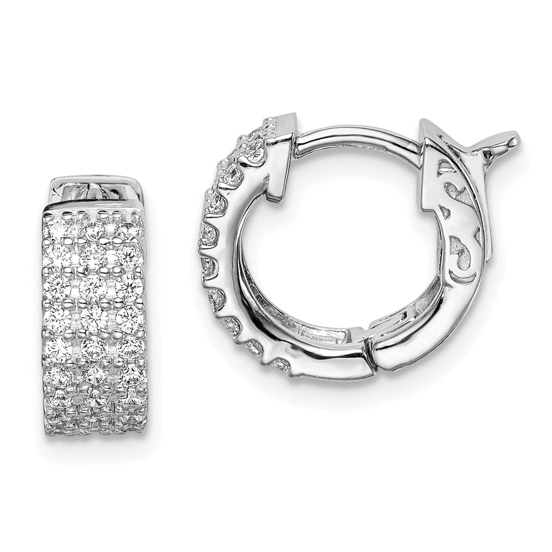 Sterling Shimmer Earrings Sterling Silver CZ Small Hoop Earrings