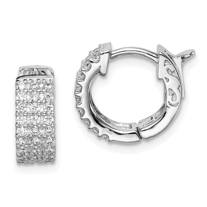 Sterling Shimmer Earrings Sterling Silver CZ Small Hoop Earrings