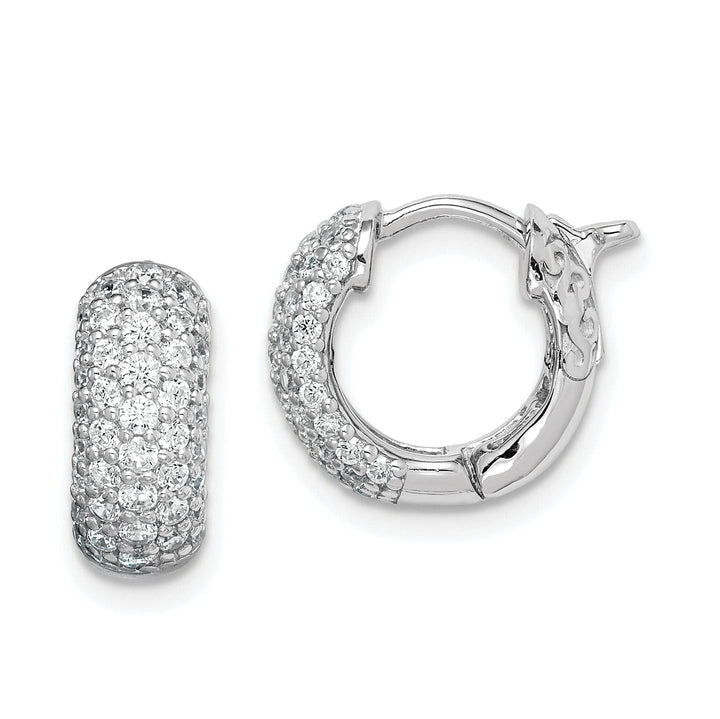 Sterling Shimmer Earrings Sterling Silver CZ Small Hoop Earrings