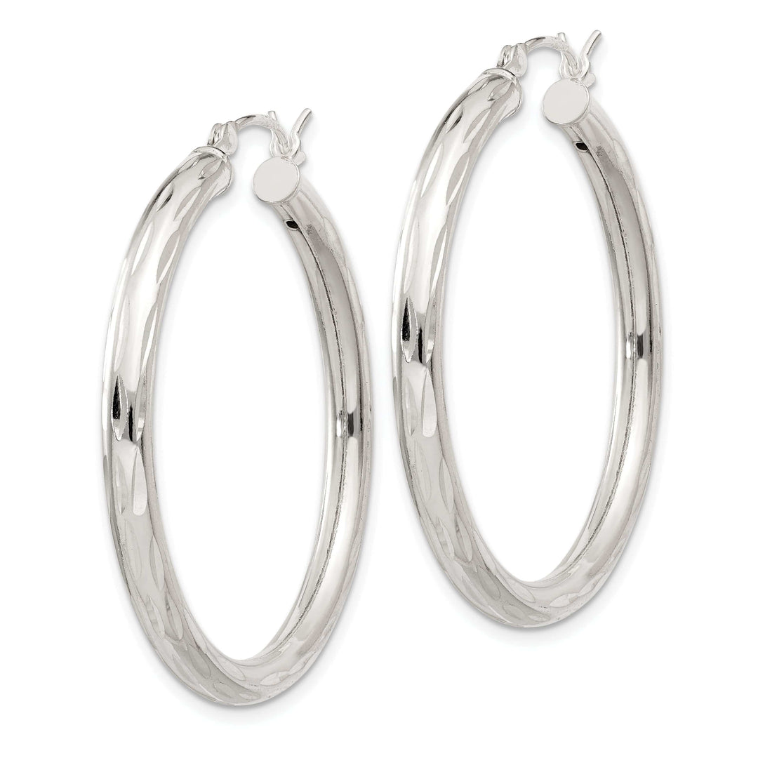 Lovely Rita's Earrings Sterling Silver D.C Satin Polished Hoop Earrings