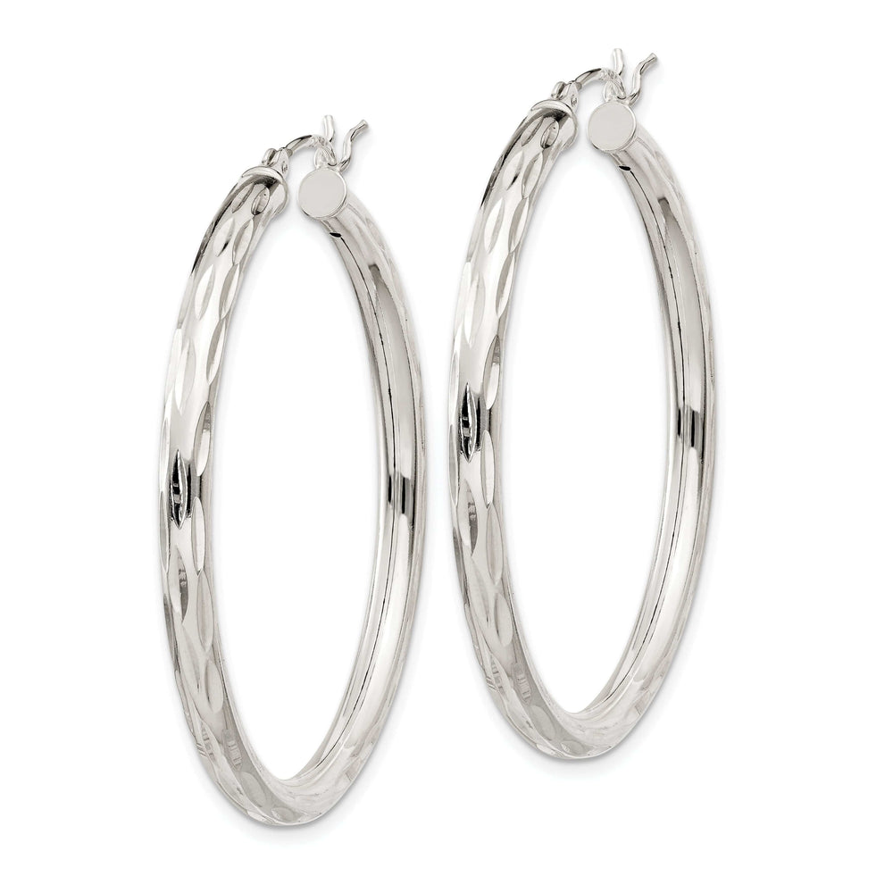 Lovely Rita's Earrings Sterling Silver D.C Satin Polished Hoop Earrings