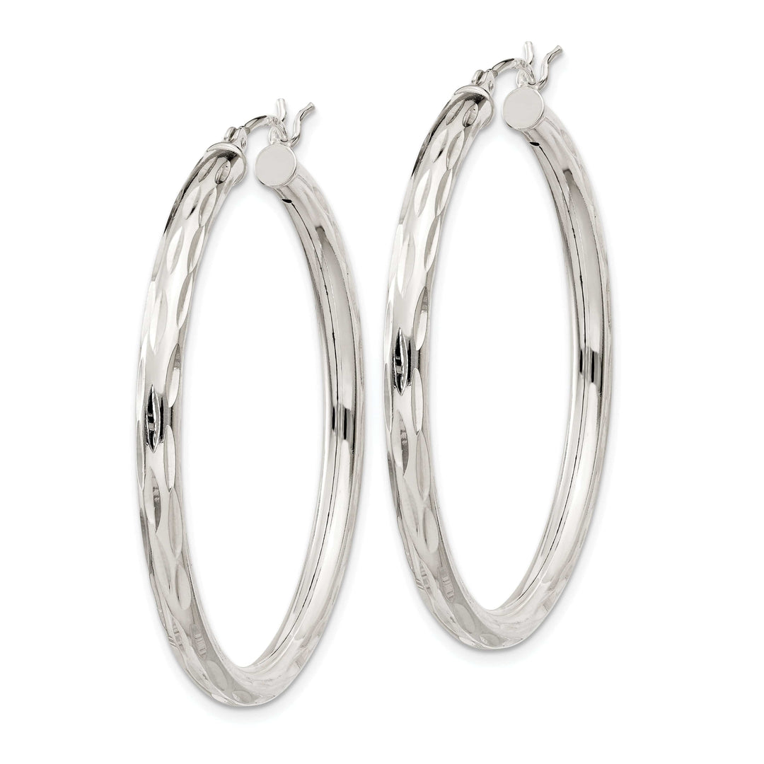 Lovely Rita's Earrings Sterling Silver D.C Satin Polished Hoop Earrings