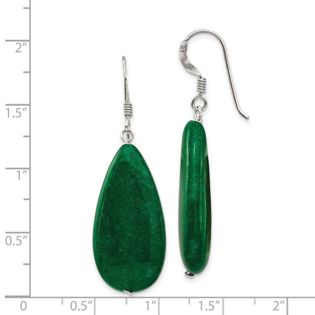 Lovely Rita's Earrings Sterling Silver Dark Green Jade Dangle Earrings