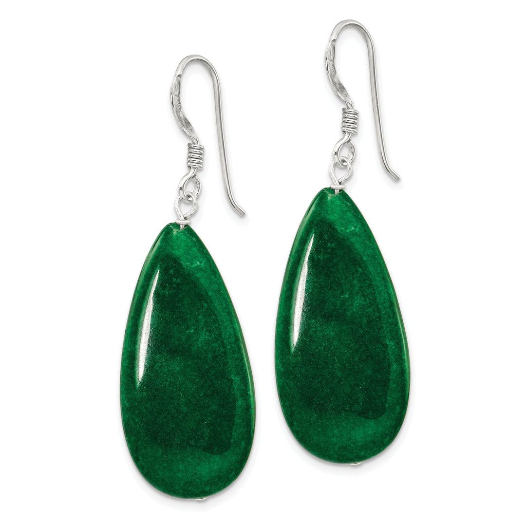 Lovely Rita's Earrings Sterling Silver Dark Green Jade Dangle Earrings