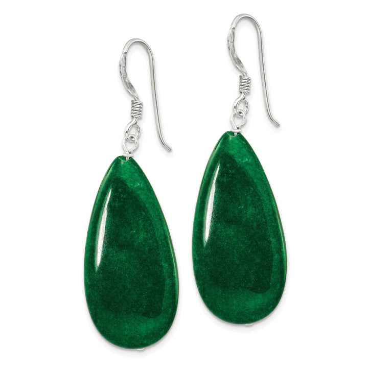 Lovely Rita's Earrings Sterling Silver Dark Green Jade Dangle Earrings