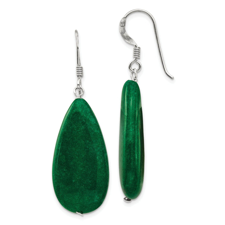 Lovely Rita's Earrings Sterling Silver Dark Green Jade Dangle Earrings