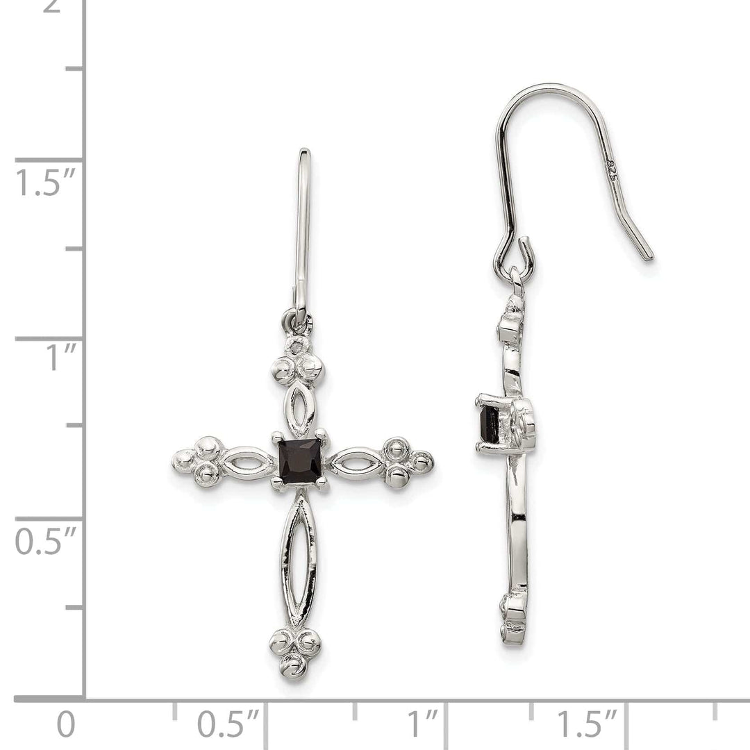 Lovely Rita's Earrings Sterling Silver Diamond Accent C.Z Cross Earrings