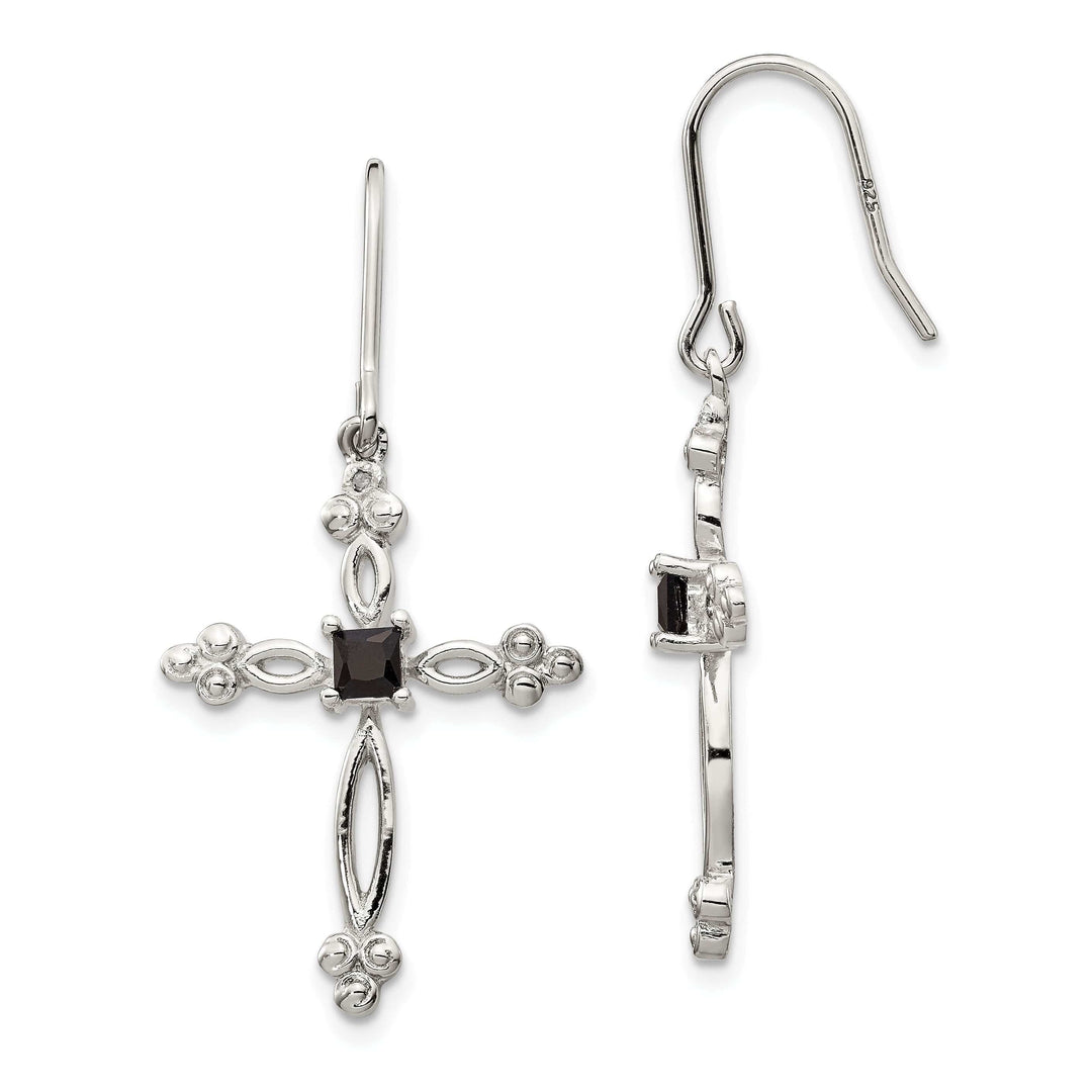 Lovely Rita's Earrings Sterling Silver Diamond Accent C.Z Cross Earrings