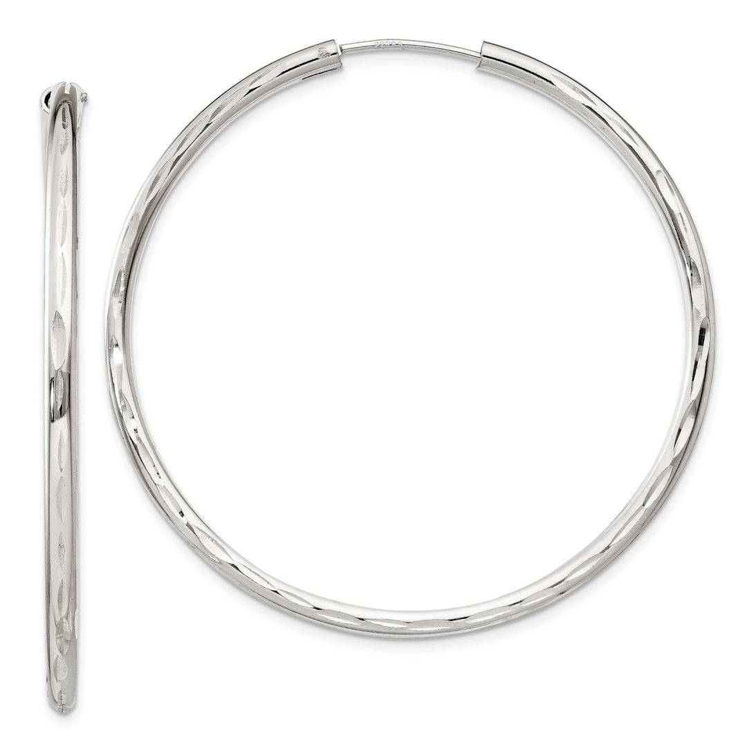Lovely Rita's Earrings Sterling Silver Diamond Cut Hoop Earrings