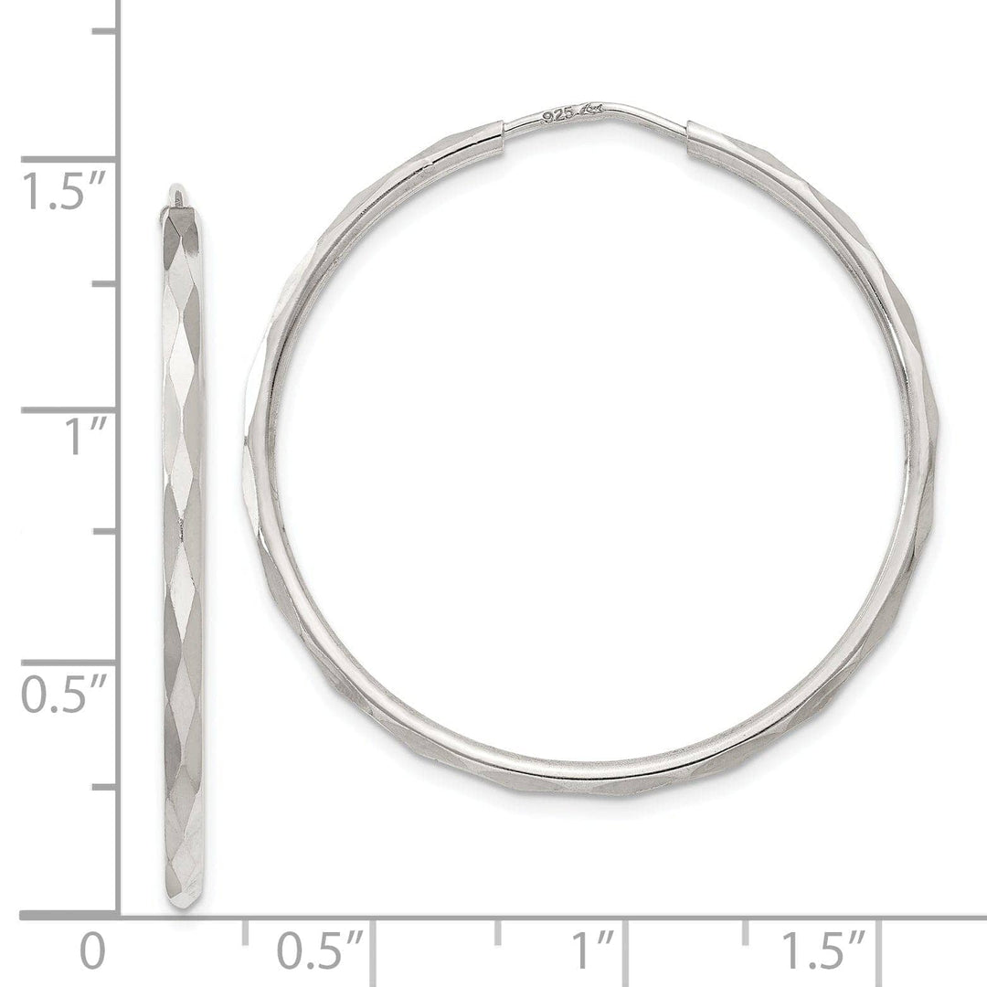 Lovely Rita's Earrings Sterling Silver Diamond Cut Hoop Earrings
