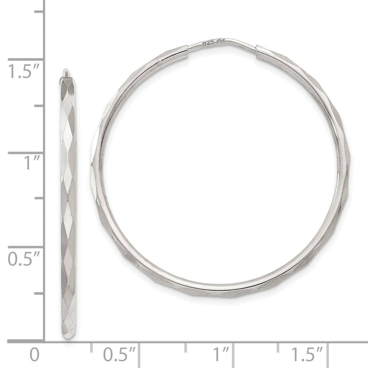 Lovely Rita's Earrings Sterling Silver Diamond Cut Hoop Earrings