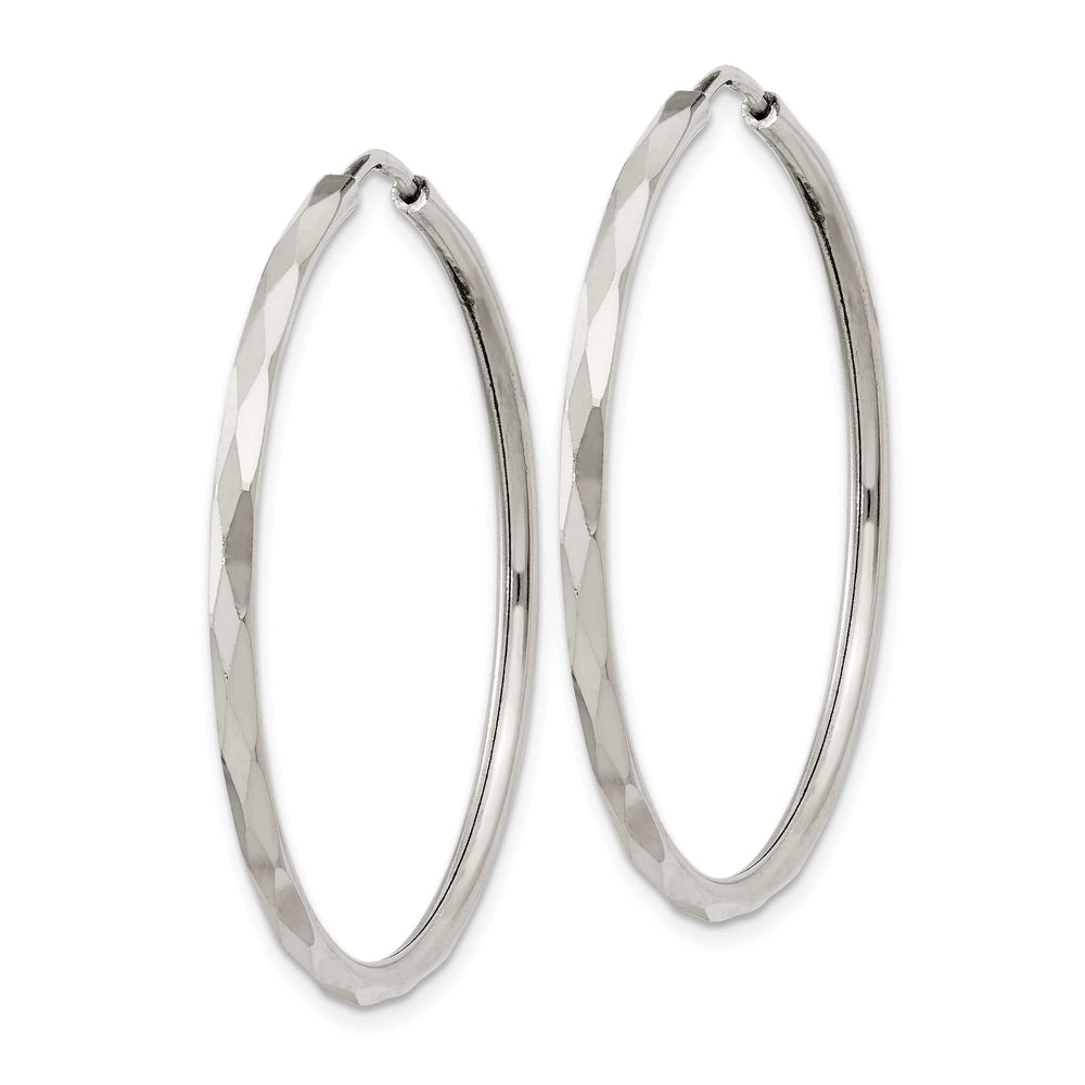 Lovely Rita's Earrings Sterling Silver Diamond Cut Hoop Earrings