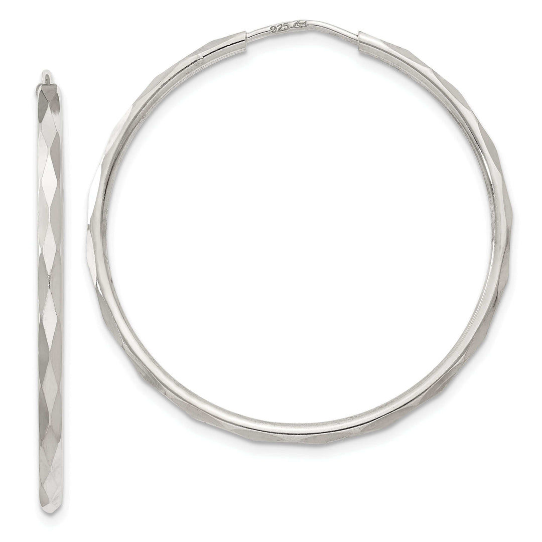 Lovely Rita's Earrings Sterling Silver Diamond Cut Hoop Earrings