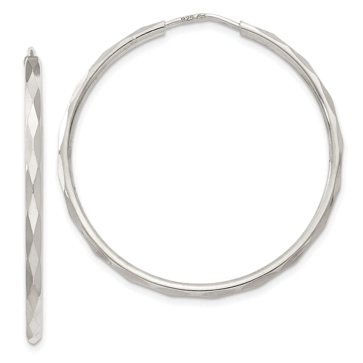 Lovely Rita's Earrings Sterling Silver Diamond Cut Hoop Earrings