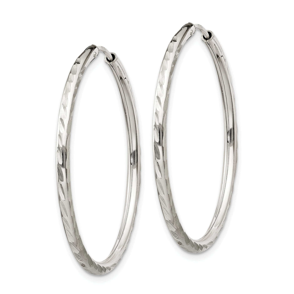 Lovely Rita's Earrings Sterling Silver Diamond Cut Hoop Earrings