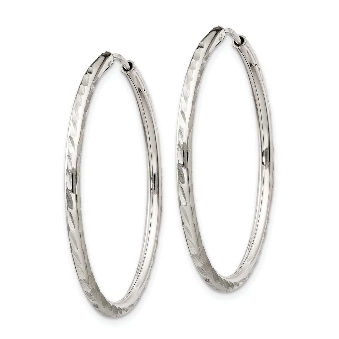 Lovely Rita's Earrings Sterling Silver Diamond Cut Hoop Earrings