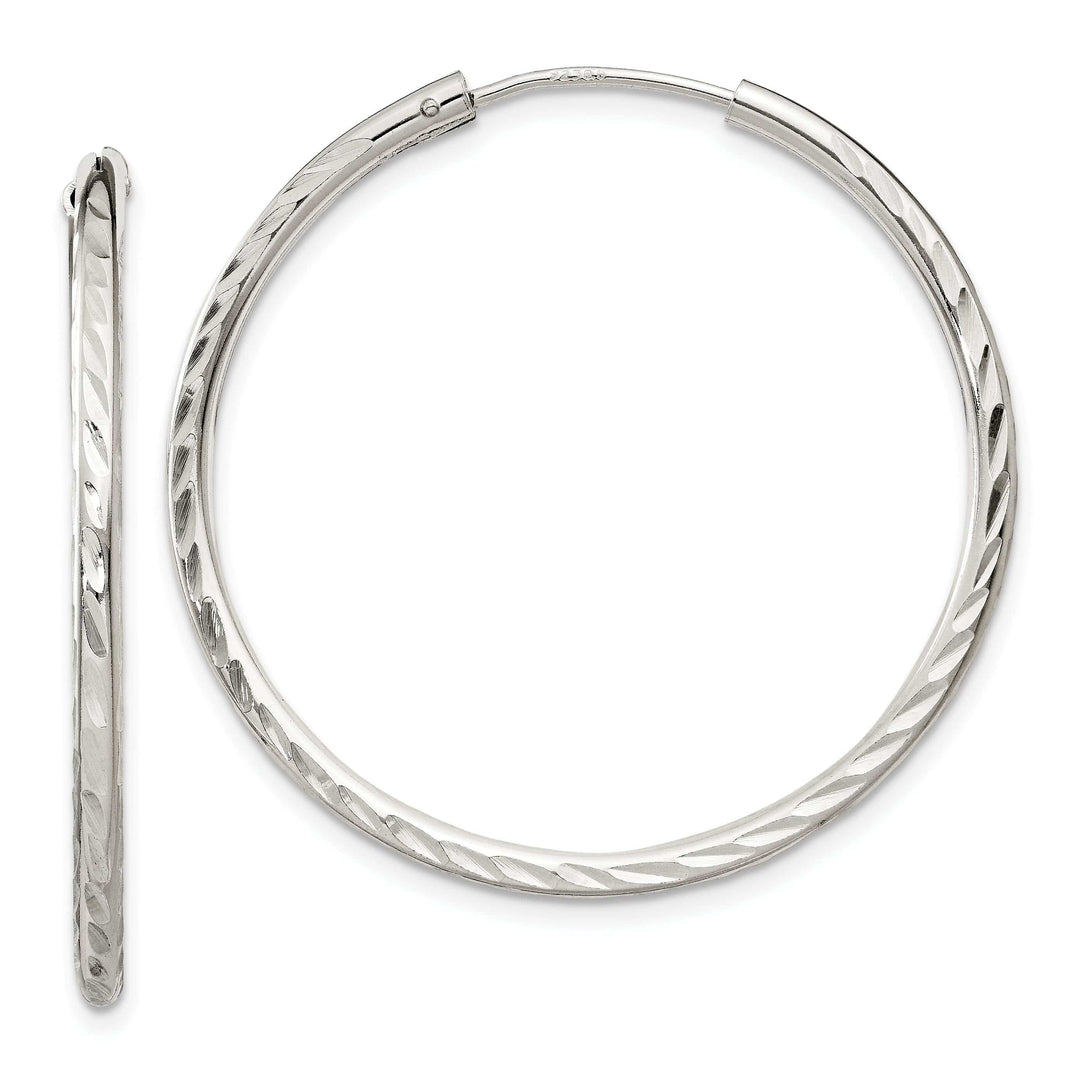 Lovely Rita's Earrings Sterling Silver Diamond Cut Hoop Earrings