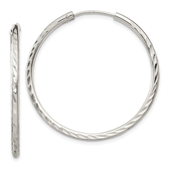 Lovely Rita's Earrings Sterling Silver Diamond Cut Hoop Earrings