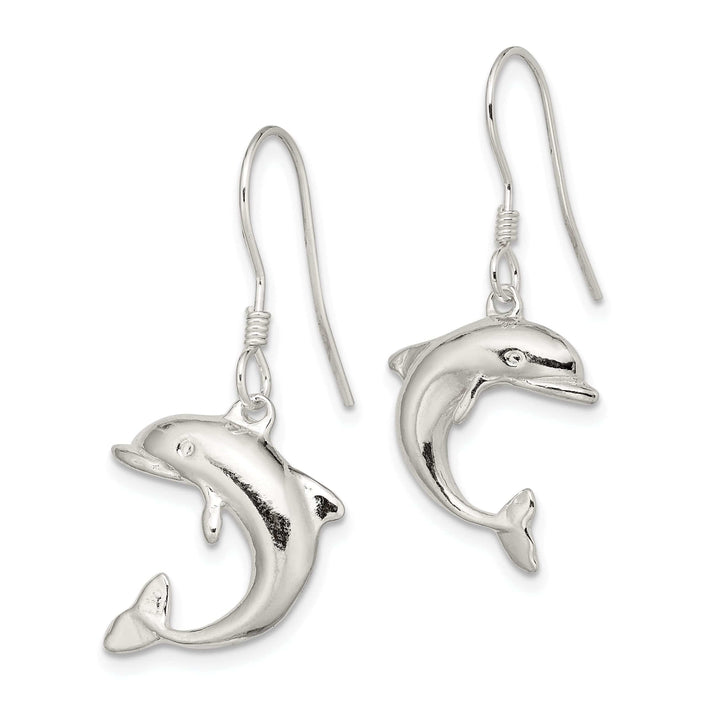 Lovely Rita's Earrings Sterling Silver Dolphin Dangle Hook Earrings