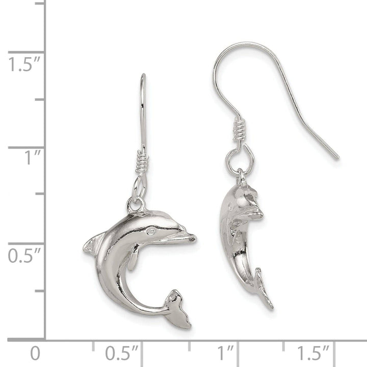 Lovely Rita's Earrings Sterling Silver Dolphin Dangle Hook Earrings