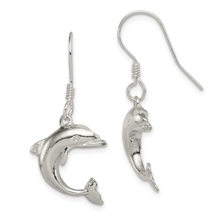 Lovely Rita's Earrings Sterling Silver Dolphin Dangle Hook Earrings
