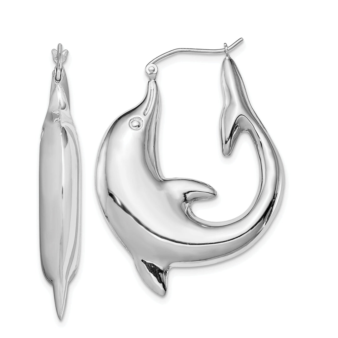 Lovely Rita's Earrings Sterling Silver Dolphin Hoop Earrings