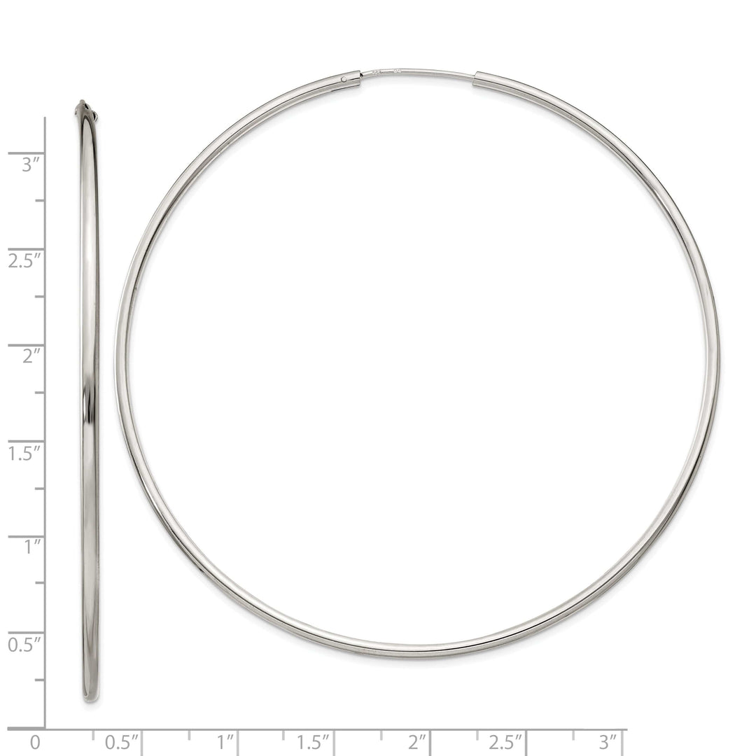 Lovely Rita's Earrings Sterling Silver Endless Hoop Earrings 2mmx80mm